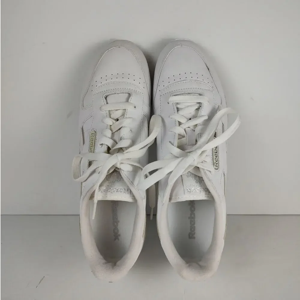 VTG 90s Reebok Classic leather chromed white sneakers womens 9.5 OG box
